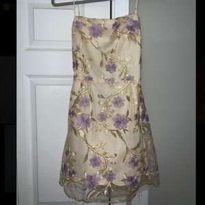 Amari Gold Floral Mesh Dress